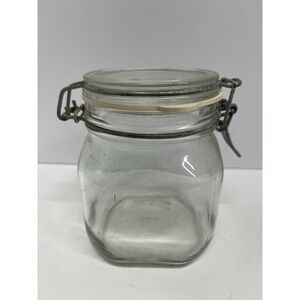 FIDO Bormioli Rocco Glass 3/4 Liter Jar Made In Italy Airtight Rubber Seal